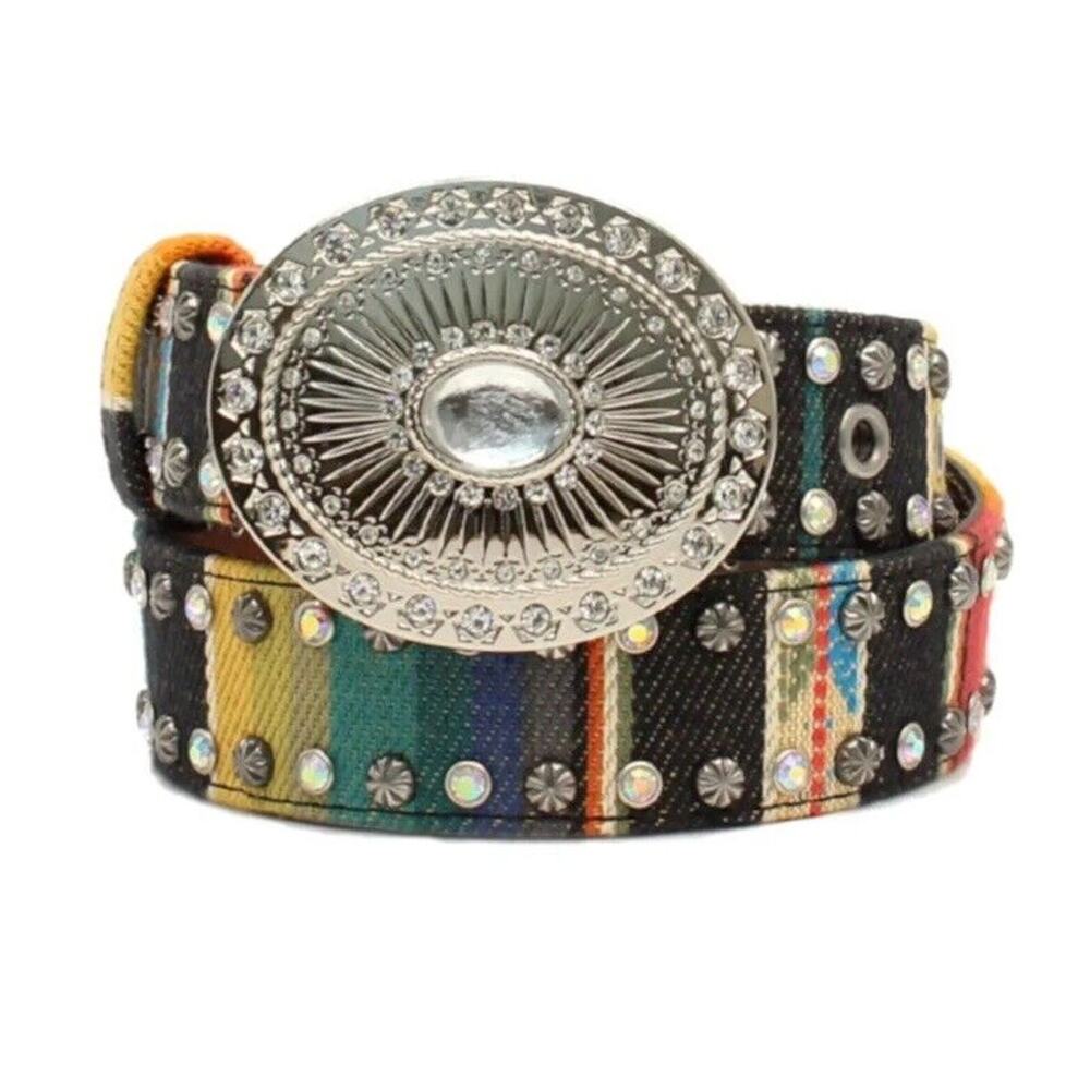 NWT Angel Ranch Western Belt Girls Serape With Rhinestones Multi Colored Sz 26